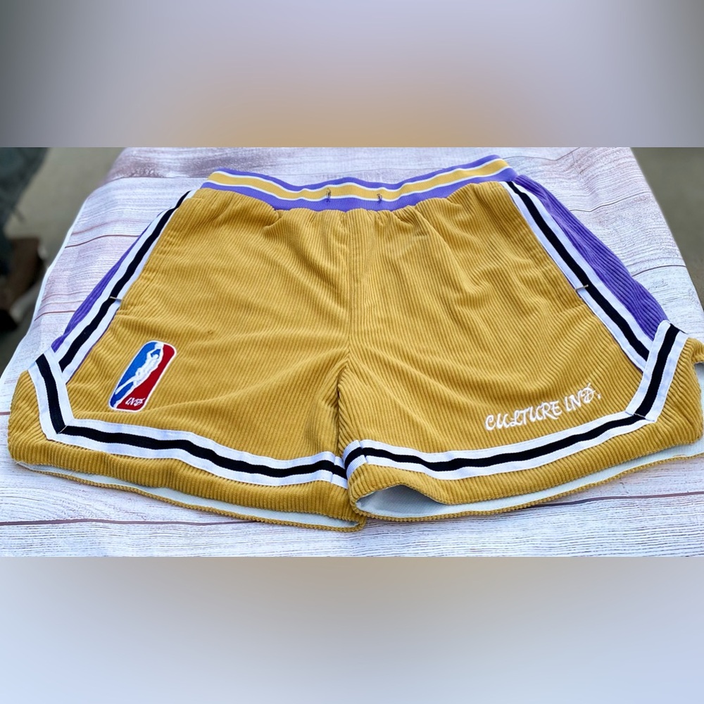 NBA Corduroy Gold and Purple Athletic Shorts